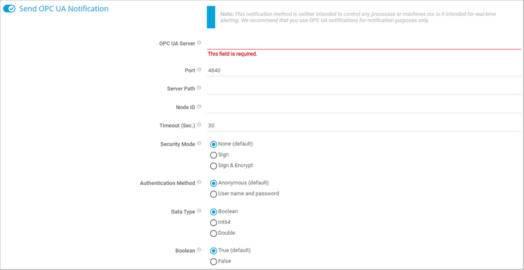 Send OPC UA Notification