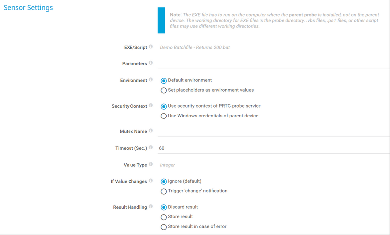 Sensor Settings