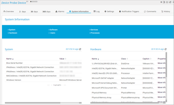 System Information Tab on a Windows Device